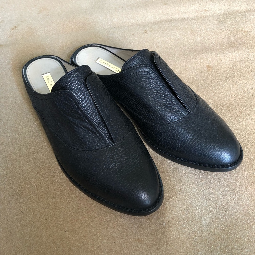 Louise et Cie black leather mules